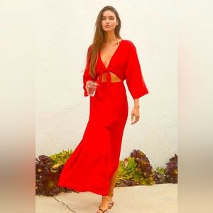 Anthropologie red tie-front cover up dress. Small.